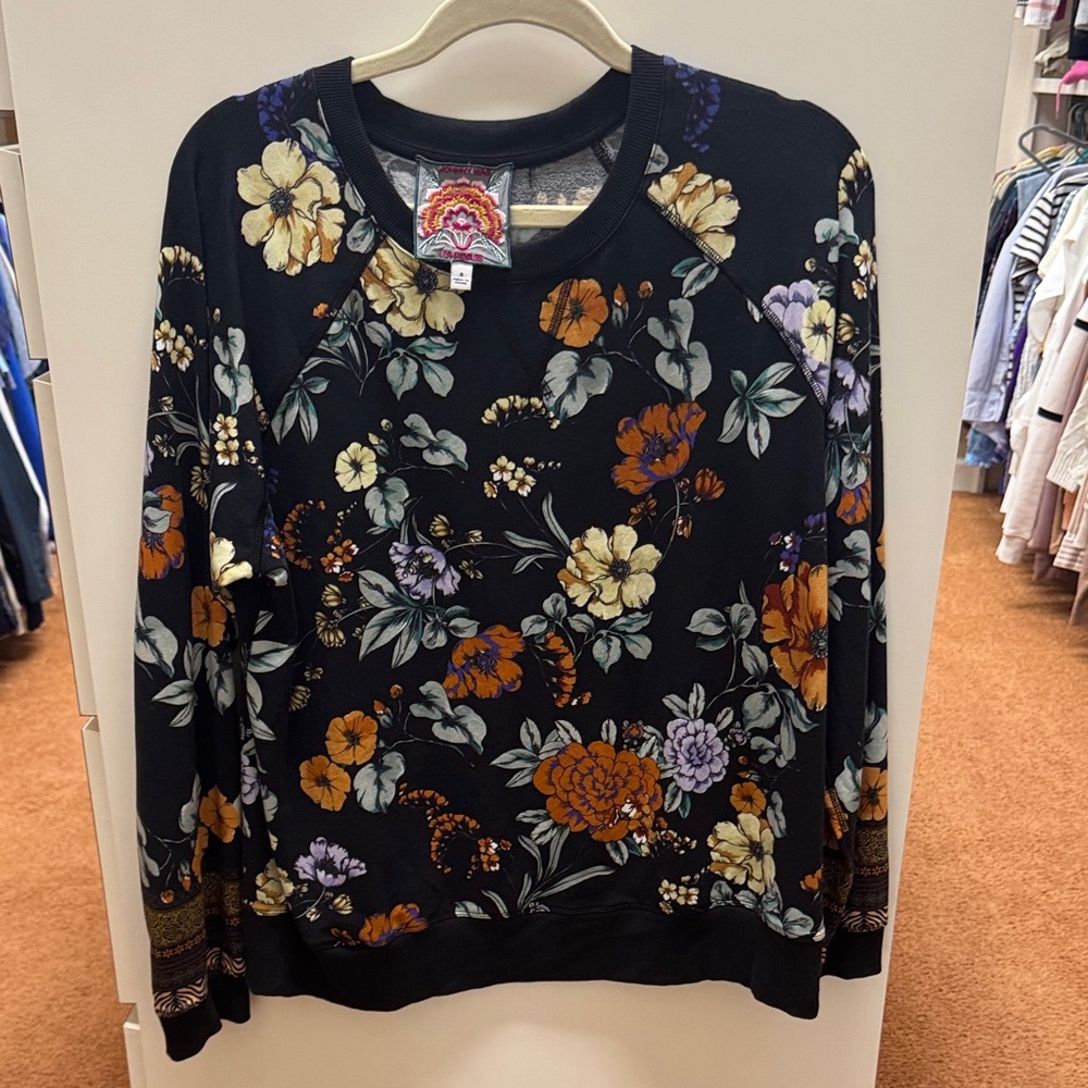 Johnny Was Multicolor Floral Crew Neck Sweater